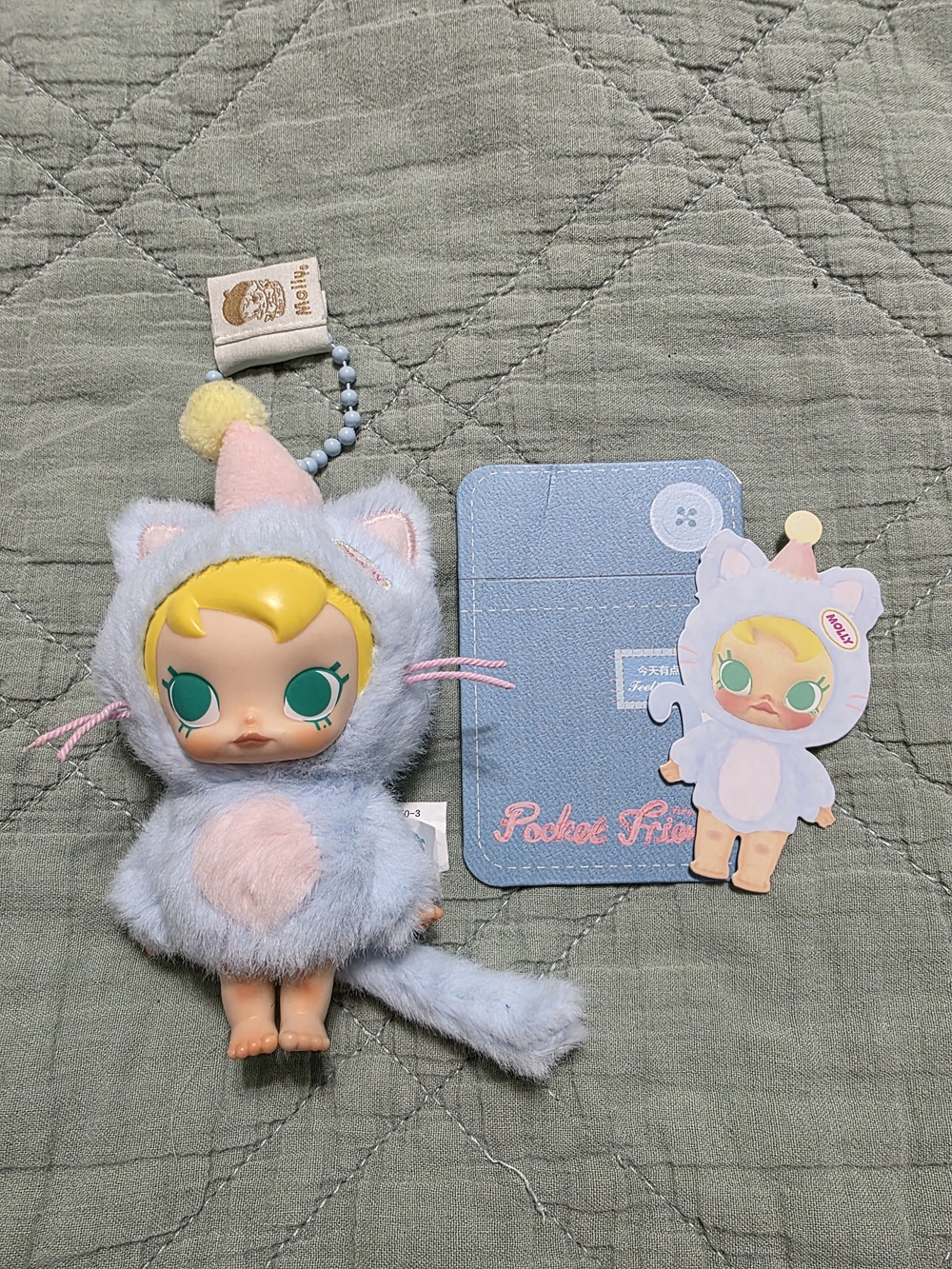 Mally Beauty Pastel Blue Kitty Plush Charm with Pink Accents
